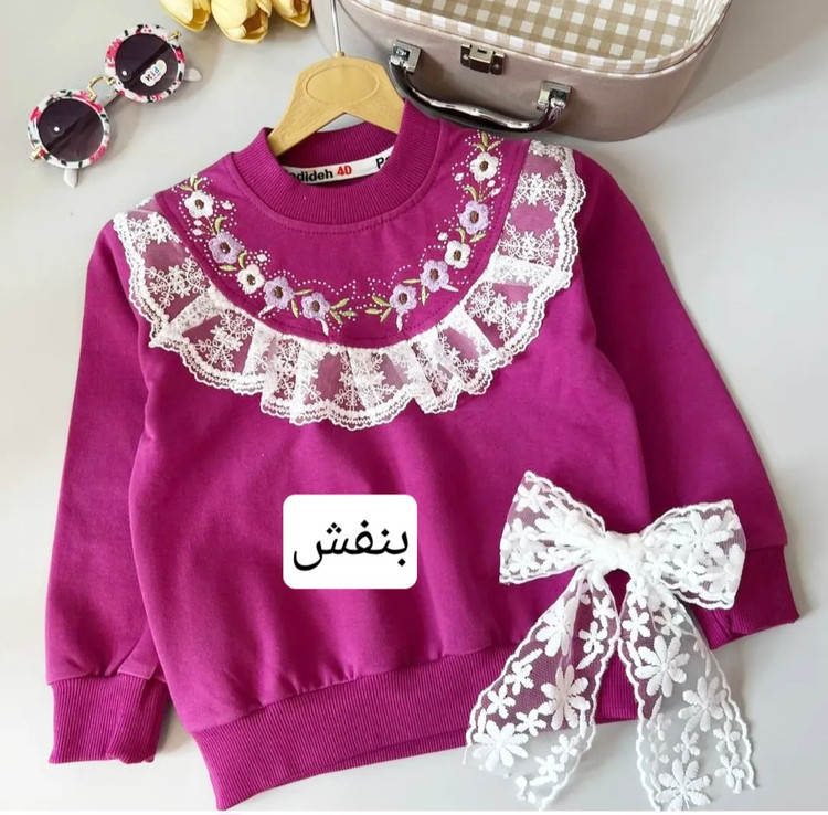 بلوز دورس دخترانه نوجوان گیپوردوزی +گلدوزی شده (۹ سال تا ۱۴ سال)